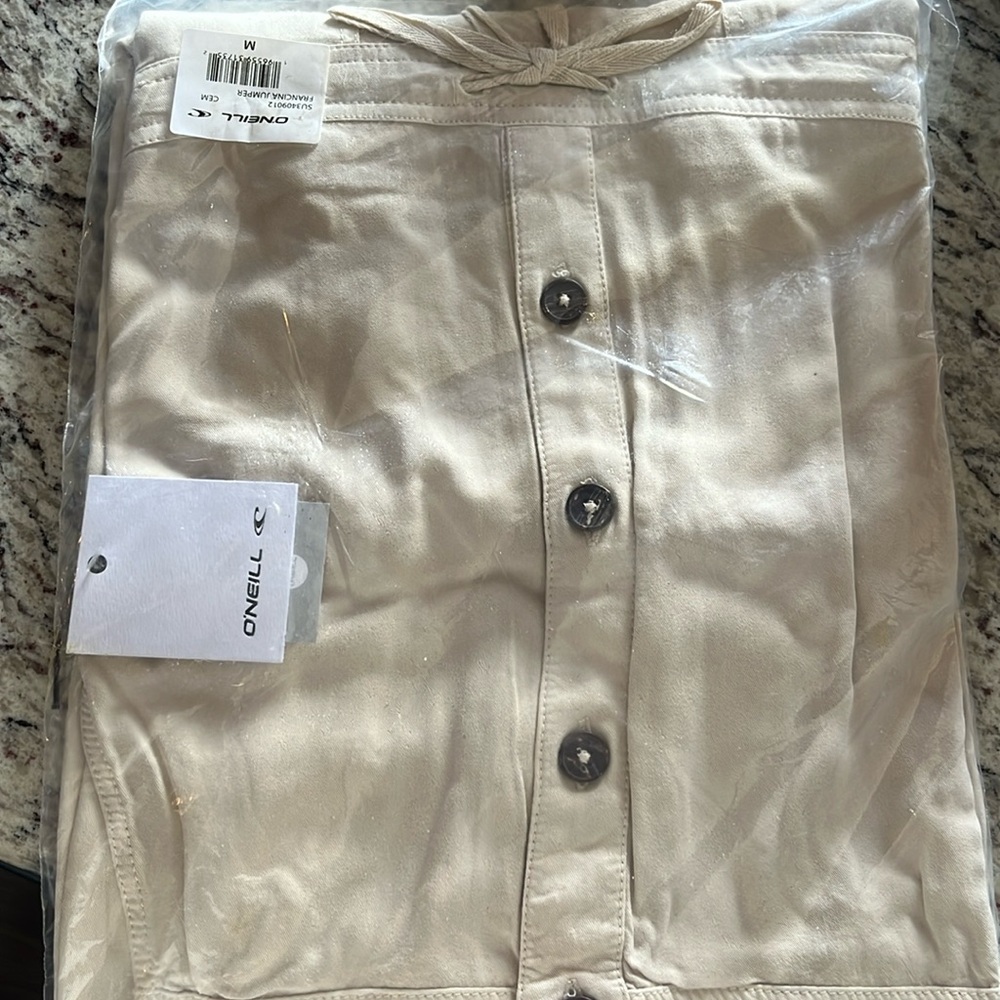 Linen overalls. Size medium. New and packaged in plastic still.